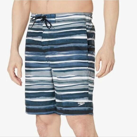 NWT Speedo UPF50 Thurway Bondi Board Short Swim Shorts Trunks Blue Stripe M L XL - Picture 2 of 7